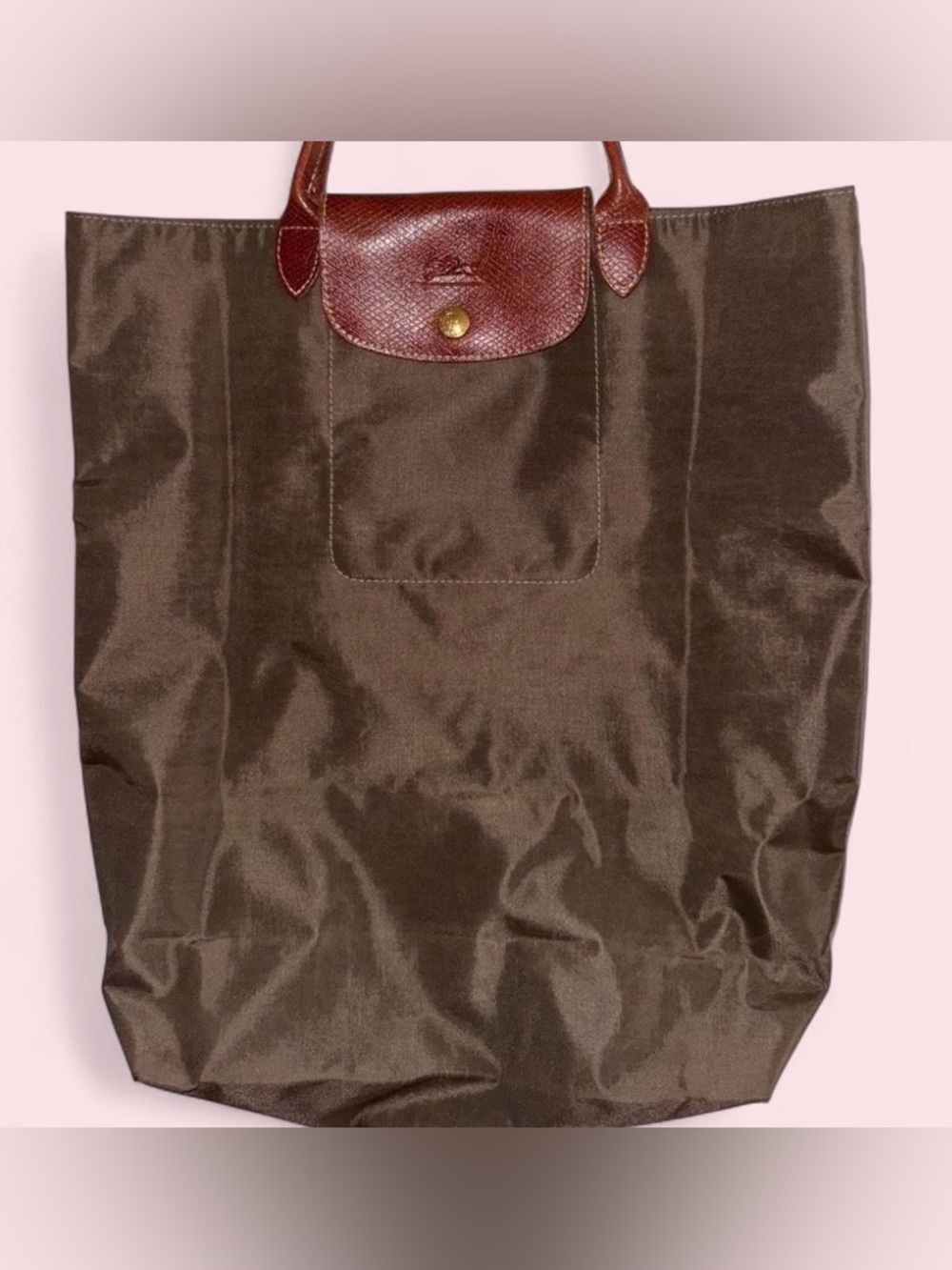 Classic Brown Leather-Trim Tote Bag - Picture 3 of 4